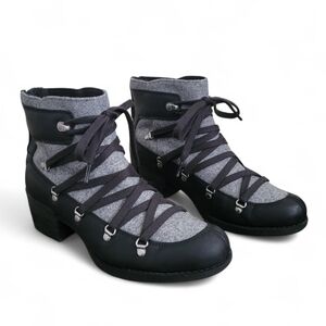 Merrell Women’s Shiloh II Warm Black & Gray Leather Zip Boots Size 9